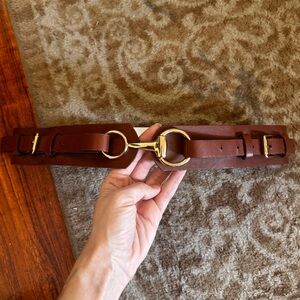 Snaffle bit belt brown gold faux leather horse bit equestrian ML